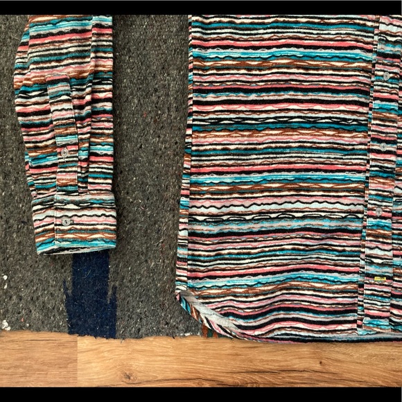 Multicolored Striped Flannel Button Up - Picture 2 of 5